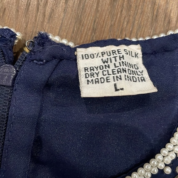 Vintage Lawrence Kazan Beautiful Beaded Sequin Blouse Top Shirt Silk Size L - Picture 5 of 13